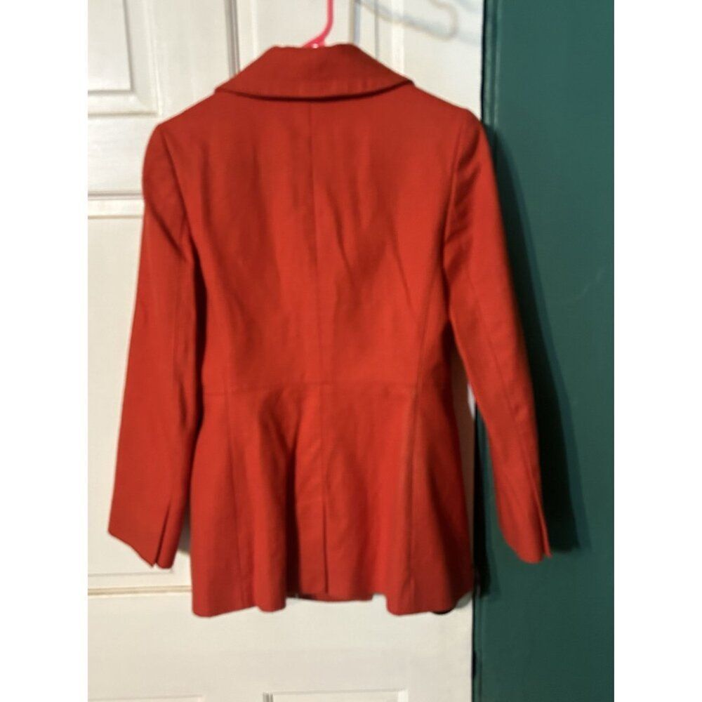 Banana Republic Women's Red Double-Breasted Peacoat Petite S Cotton & Ramie Blen - Picture 3 of 6